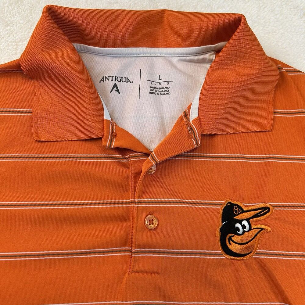 MLB Baltimore Orioles Baseball Polo Shirt Large Men's Golf Antigua